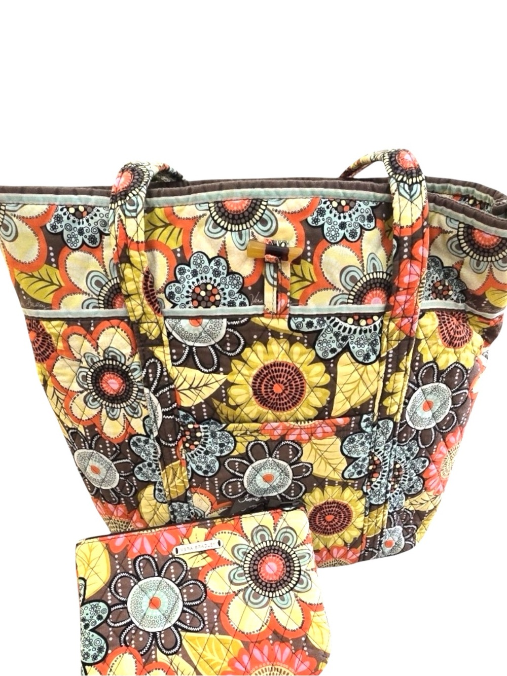 Vera Bradley 2pc Quilted Flower Shower Tote Bag Set